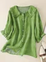 Women Floral Short Sleeve Shirt Summer Shawl Collar Daily Casual Top