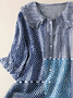 Women Striped Short Sleeve Shirt Summer Printing Shawl Collar Daily Casual Top