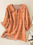 Women Floral Short Sleeve Shirt Summer Shawl Collar Daily Casual Top