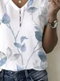 Women Floral Short Sleeve Tee T-shirt V Neck Printing Casual Summer Graphic Tee Top