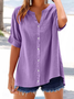 Women Plain Short Sleeve Shirt Summer V Neck Daily Casual Top