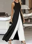 Women Geometric Crew Neck Sleeveless Casual Summer Jumpsuit