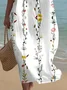 Women Floral Short Sleeve Summer Dress Crew Neck Daily Casual Maxi A-Line Dress