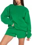 Women Plain Two-Piece Set Daily Long Sleeve Casual Spring/Fall Top With Pants Matching Set
