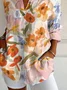 Women Floral Long Sleeve Shirt Spring/Fall Buckle Shirt Collar Daily Casual Top