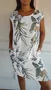 Women Leaf Sleeveless Summer Pocket Stitching Dress Crew Neck Daily Casual Mini Fit & Flare Dress A-Line Dress