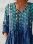 Women Abstract Long Sleeve Shirt Spring/Fall V Neck Daily Casual Top