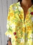 Women Floral Three Quarter Sleeve Shirt Spring/Fall Printing Shirt Collar Daily Casual Top