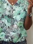 Women Floral Short Sleeve Tee T-shirt V Neck Casual Summer Graphic Tee Top