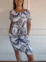 Women Leaf Sleeveless Summer Pocket Stitching Dress Crew Neck Daily Casual Mini Fit & Flare Dress A-Line Dress