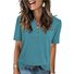 Women Plain Short Sleeve Tee T-shirt V Neck Casual Summer Top