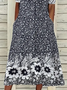Women Floral Short Sleeve Summer Printing Dress Crew Neck Daily Casual Maxi Shift Dress H-Line Dress