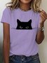 Women Animal Short Sleeve Tee T-shirt Crew Neck Casual Summer Top