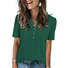 Women Plain Short Sleeve Tee T-shirt V Neck Casual Summer Top