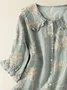 Women Floral Short Sleeve Shirt Summer Printing Shawl Collar Daily Casual Top