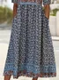 Women Floral Short Sleeve Summer Printing Dress Crew Neck Daily Casual Maxi Shift Dress H-Line Dress