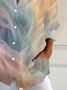 Women Ombre Long Sleeve Shirt Spring/Fall Buckle Shirt Collar Daily Casual Top