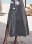 Women Floral Short Sleeve Summer Printing Dress Crew Neck Daily Casual Maxi Fit & Flare Dress A-Line Dress