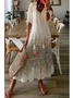 Women Geometric Half Sleeve Summer Dress V Neck Daily Casual Maxi Shirt Dress A-Line Dress