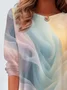 Women Ombre Long Sleeve Tee T-shirt Crew Neck Printing Casual Spring/Fall Graphic Tee Top