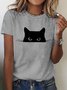 Women Animal Short Sleeve Tee T-shirt Crew Neck Casual Summer Top