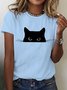 Women Animal Short Sleeve Tee T-shirt Crew Neck Casual Summer Top