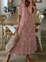 Women Geometric Half Sleeve Summer Dress V Neck Daily Casual Maxi Shirt Dress A-Line Dress