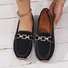 Ladies New Style Metal Chain Flat Thick Sole Casual Loafers Flat Shoes