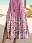 Women Floral Short Sleeve Summer Printing Dress Crew Neck Daily Casual Maxi Fit & Flare Dress A-Line Dress