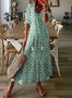 Women Geometric Half Sleeve Summer Dress V Neck Daily Casual Maxi Shirt Dress A-Line Dress