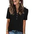 Women Plain Short Sleeve Tee T-shirt V Neck Casual Summer Top