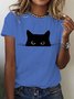 Women Animal Short Sleeve Tee T-shirt Crew Neck Casual Summer Top