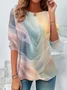 Women Ombre Long Sleeve Tee T-shirt Crew Neck Printing Casual Spring/Fall Graphic Tee Top