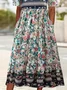 Women Floral Short Sleeve Summer Printing Dress Crew Neck Daily Casual Maxi Shift Dress H-Line Dress