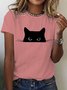 Women Animal Short Sleeve Tee T-shirt Crew Neck Casual Summer Top