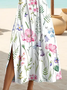 Women Floral Short Sleeve Summer Printing Dress Crew Neck Daily Casual Maxi Fit & Flare Dress A-Line Dress