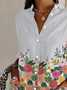 Women Floral Long Sleeve Shirt Spring/Fall Buckle Shirt Collar Daily Casual Top