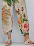 Women Floral Capris Pants Casual Summer Trousers