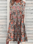 Women Floral Short Sleeve Summer Printing Dress Crew Neck Daily Casual Maxi Shift Dress H-Line Dress