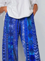 Women Geometric Capris Pants Casual Summer Trousers