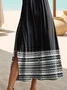 Women Geometric Short Sleeve Summer Printing Dress Crew Neck Daily Casual Maxi Fit & Flare Dress A-Line Dress
