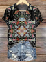 Women Floral Short Sleeve Tee T-shirt V Neck Casual Summer Graphic Tee Top