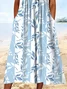 Women Floral Short Sleeve Summer Printing Dress Crew Neck Daily Casual Maxi Shift Dress H-Line Dress