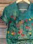Women Floral Short Sleeve Tee T-shirt V Neck Printing Casual Summer Graphic Tee Top