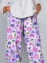 Women Floral Capris Pants Casual Summer Trousers