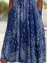 Women Floral Short Sleeve Summer Printing Dress Crew Neck Daily Casual Maxi Shift Dress H-Line Dress