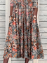 Women Floral Short Sleeve Summer Printing Dress Crew Neck Daily Casual Maxi Shift Dress H-Line Dress