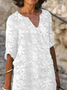 Women Floral Half Sleeve Summer Printing Dress V Neck Daily Casual Mini Shift Dress H-Line Dress