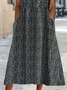 Women Leopard Short Sleeve Summer Printing Dress V Neck Daily Casual Maxi Fit & Flare Dress H-Line Dress