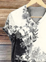 Women Floral Short Sleeve Tee T-shirt V Neck Printing Casual Summer Graphic Tee Top